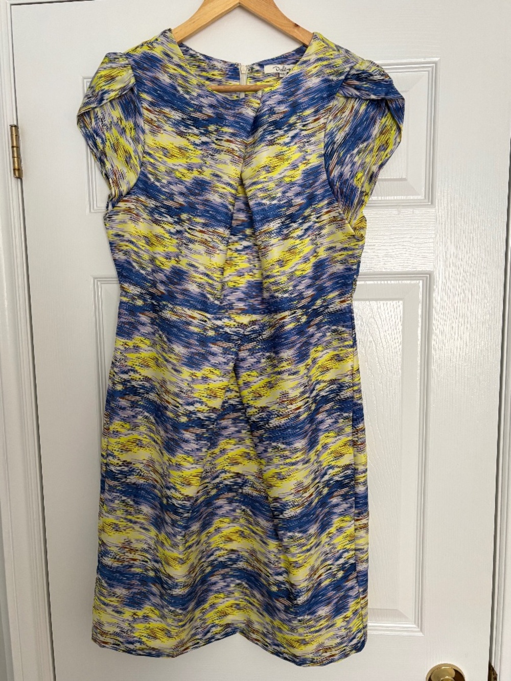Delia's Abstract Ikat Print Pleated Shift Dress Cap Sleeve, Sz 10